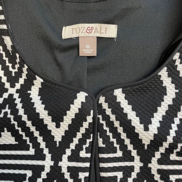 ROZ & ALI BLAZER AZTEC GEOMETRIC SIZE XL 3/4 SLEEVE JACKET CLASSIC ARTSY CAREER - Picture 5 of 9